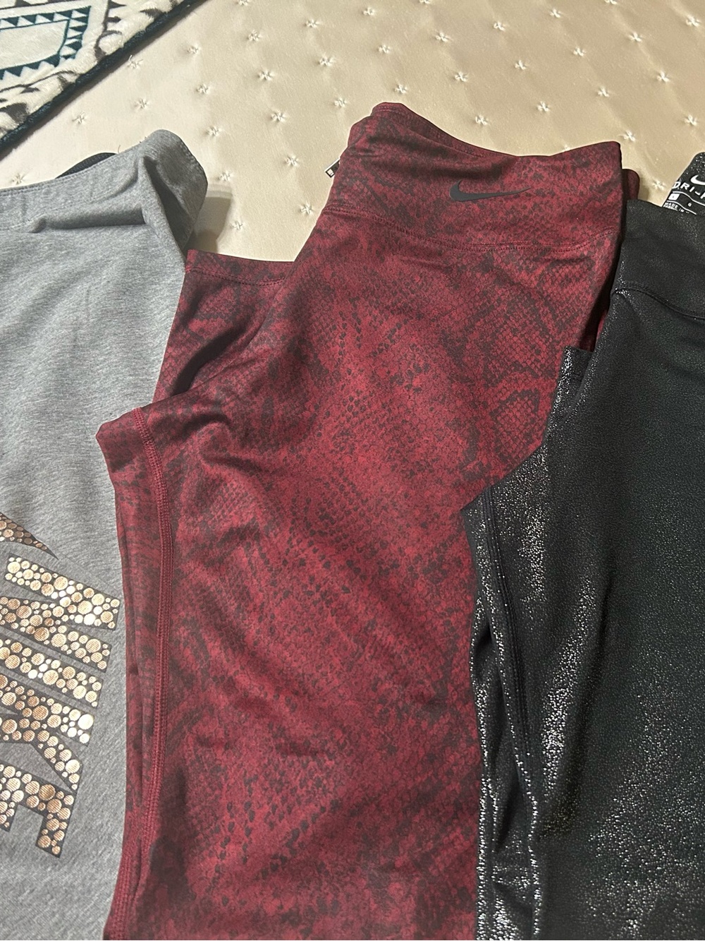 Nike Burgundy Snakeskin-Print Leggings black legging and gray leggings